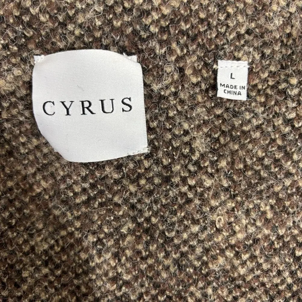 Cyrus Black and Tan Open Front Zebra Print Cardigan Size Large EUC